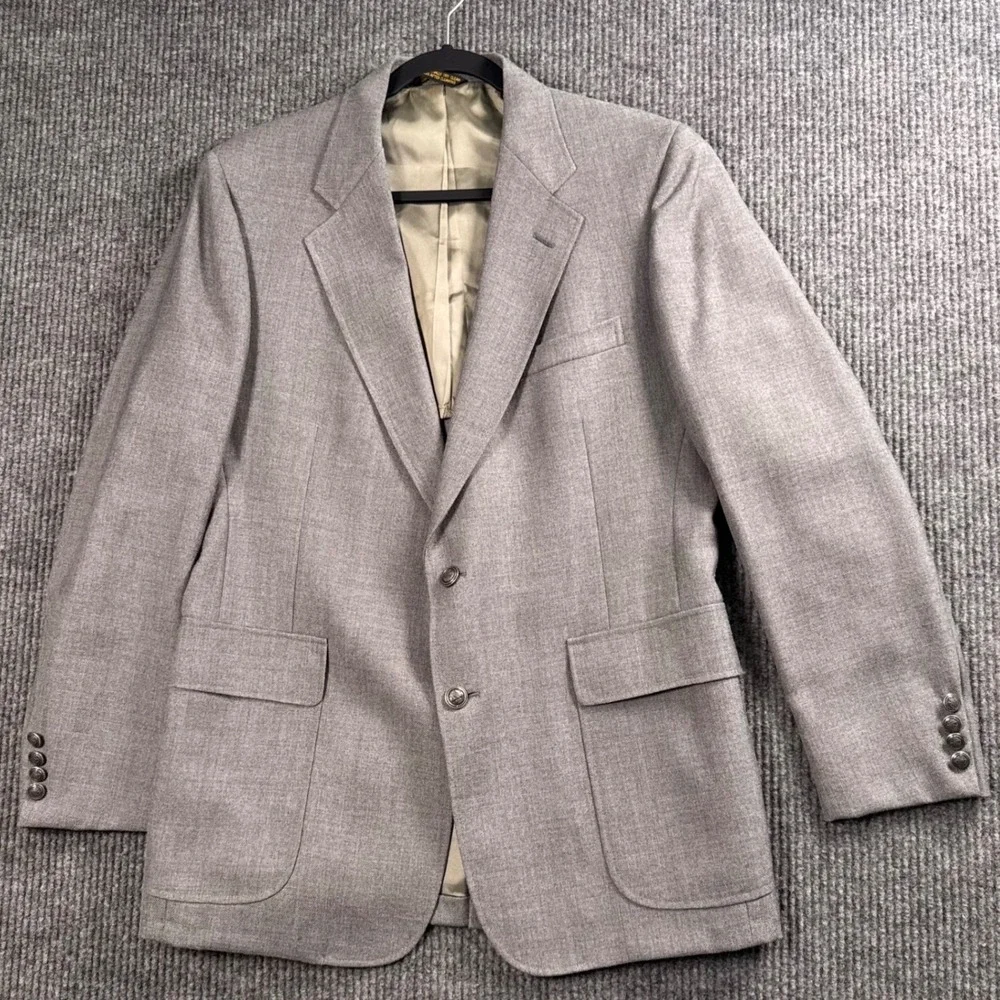 Vintage Cricketeer Sport Coat Blazer Mens 42R Grey Wool Two Button‎ USA Academia
